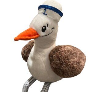 COPY - THE PREPPY PELICAN Plush Seagull Sailor Hat Smiling Sitting Ocean